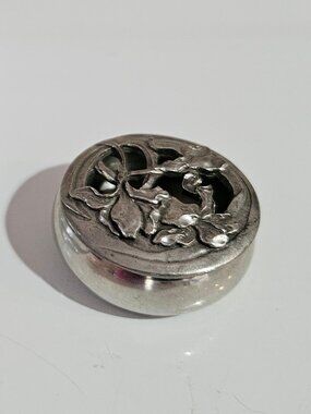 Vintage Seagull Pewter Trinket Pot with Brooch